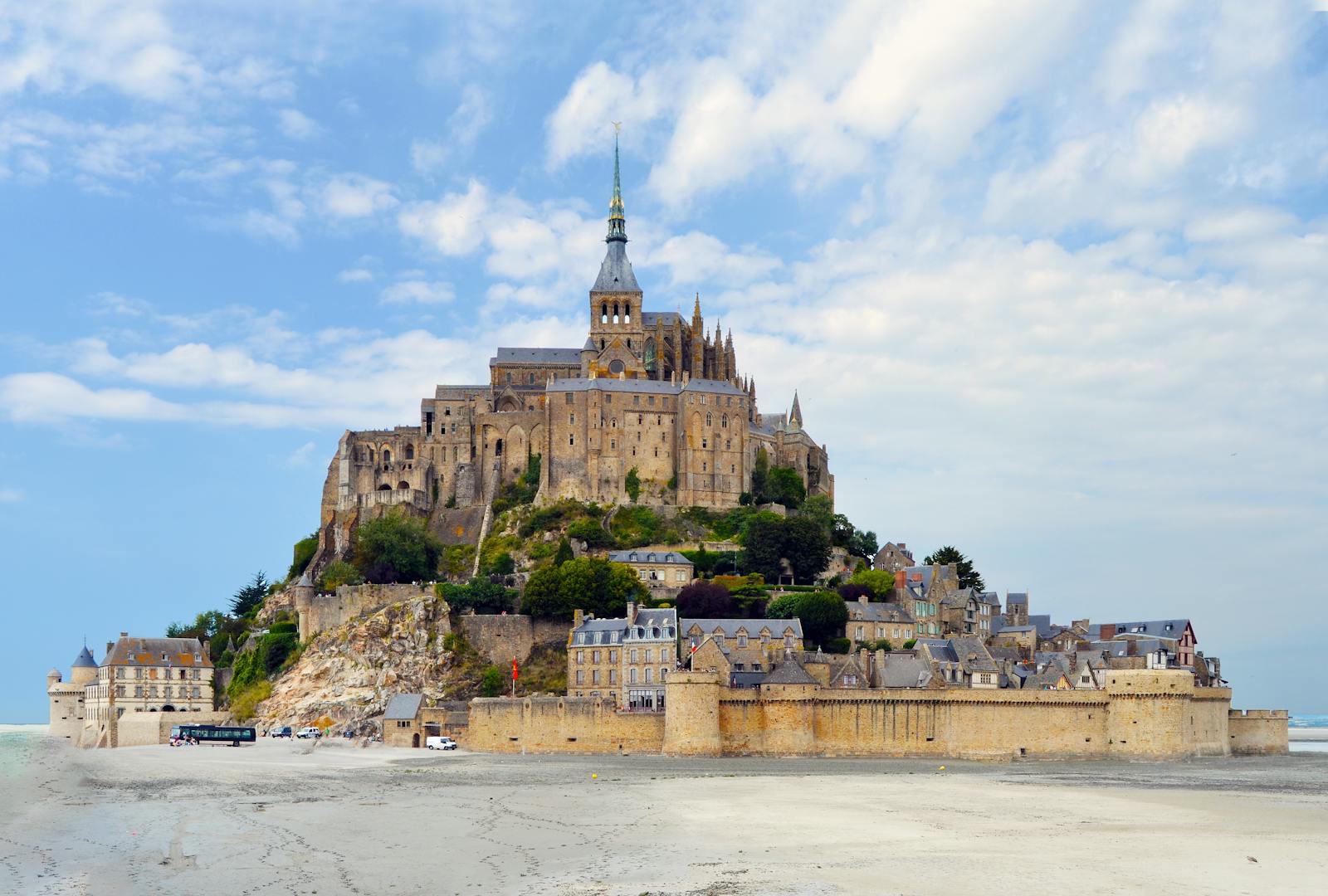 Mont Saint-Michel Abbey standing as an island commune in France