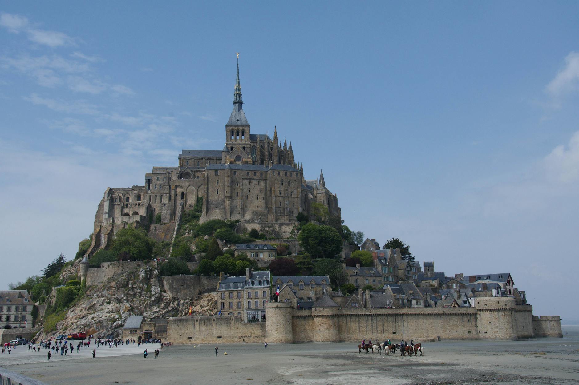 Architectural beauty of Mont Saint-Michel Abbey on a clear day