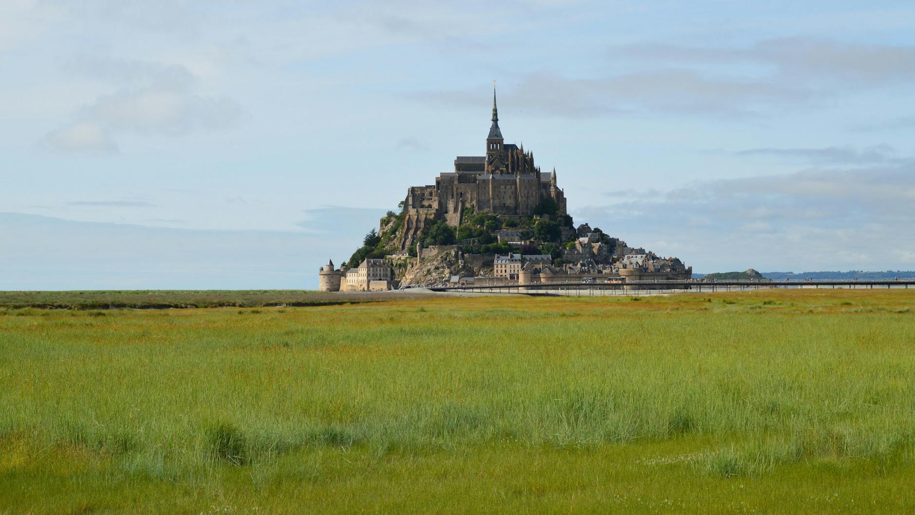 Historic Mont Saint-Michel island commune in Normandy France