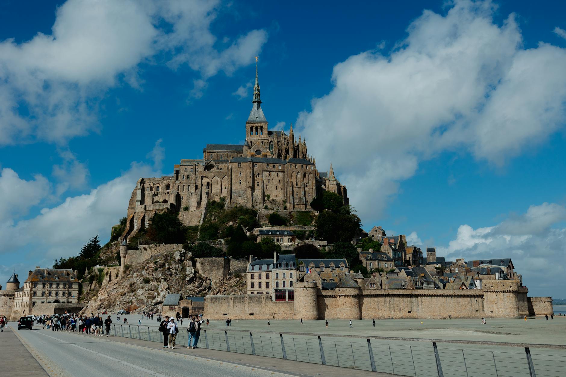 Mont Saint-Michel architecture on a bright sunny day