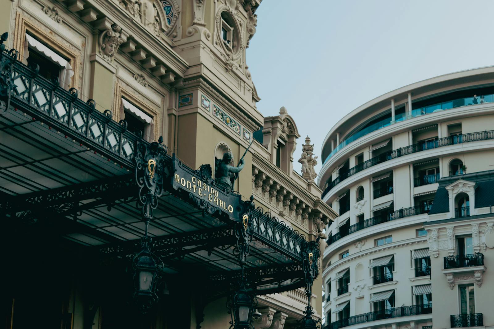 Elegant architecture of the Monte Carlo Casino and surrounding buildings in Monaco