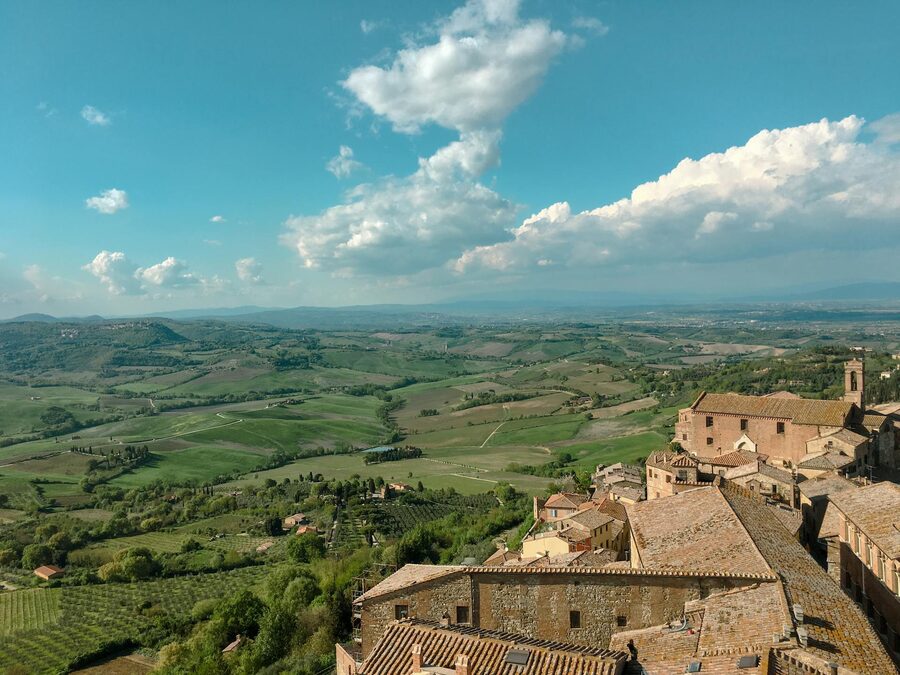 Aerial view of Montepulciano in Tuscany