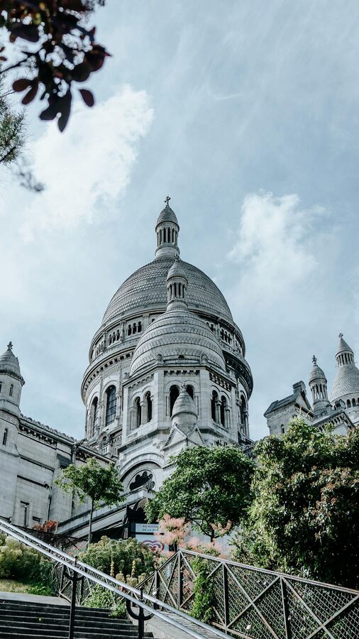 Montmartre stairs leading to Sacre-Coeur in Paris
