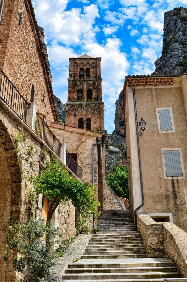Old town of Moustiers-Sainte-Marie with traditional Provencal architecture
