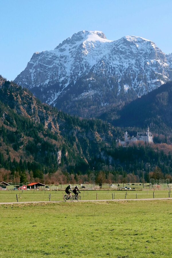 Neuschwanstein Castle with stunning alpine backdrop