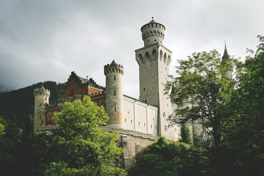 Neuschwanstein Castle surrounded by greenery
