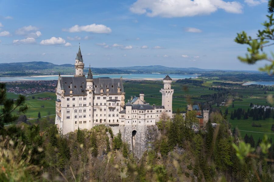 Neuschwanstein Castle landscape in Bavaria Germany