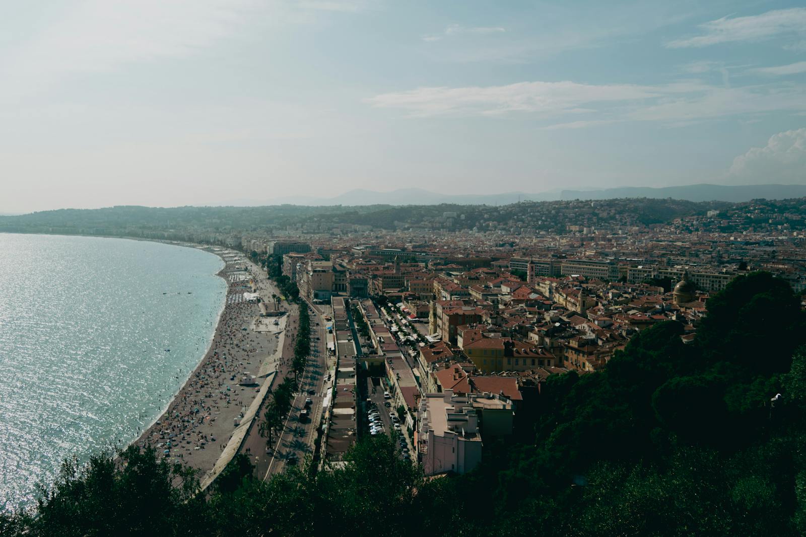 Stunning aerial view of Nice's coastal cityscape along the French Riviera
