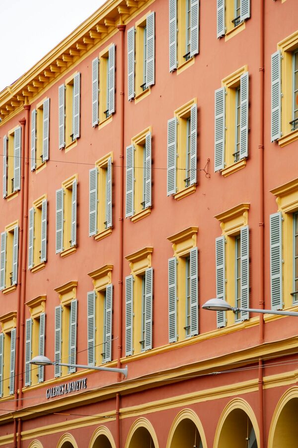 Nice France architecture with colourful building facades