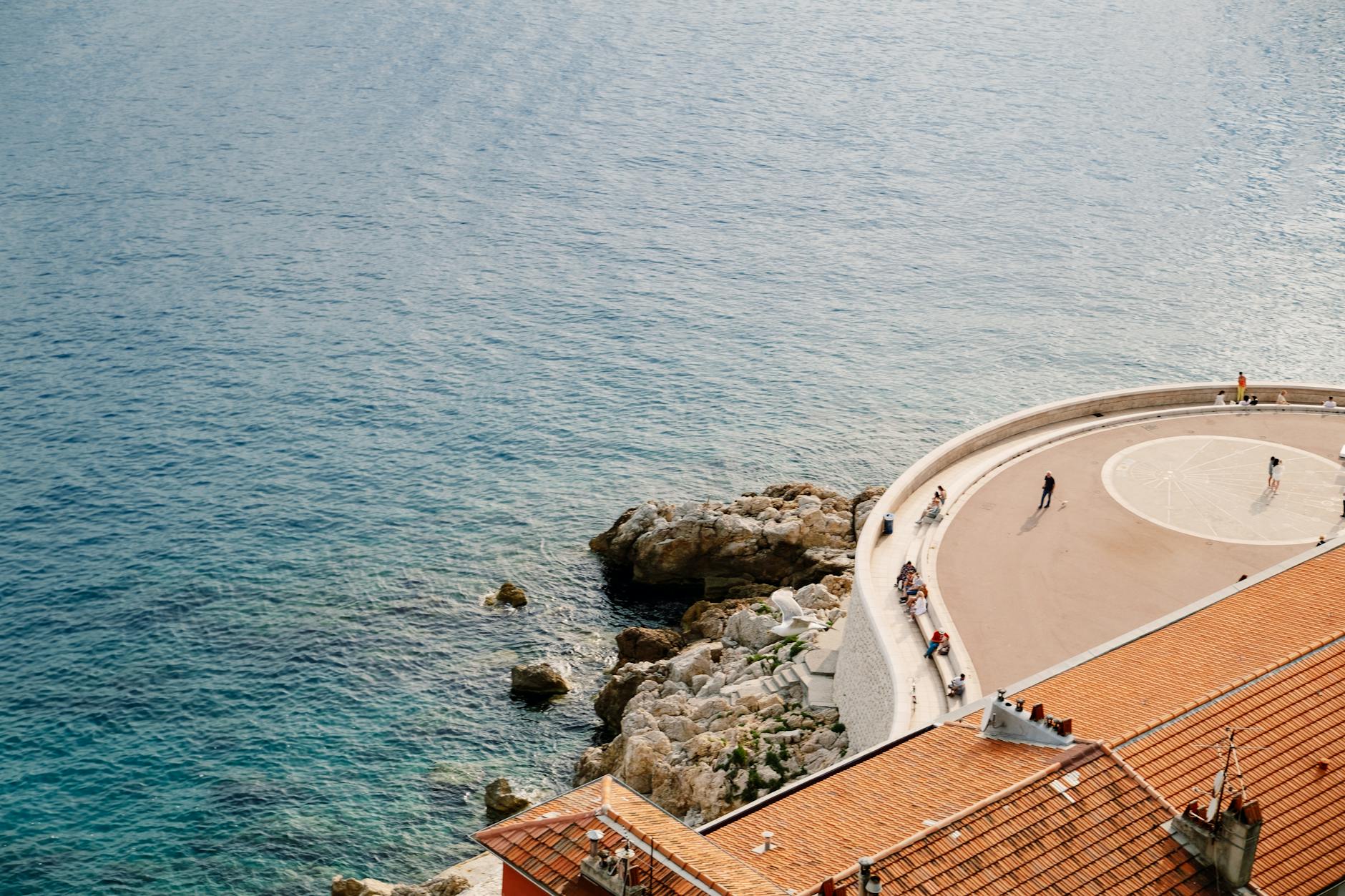 Aerial view of Nice promenade along the Mediterranean Sea