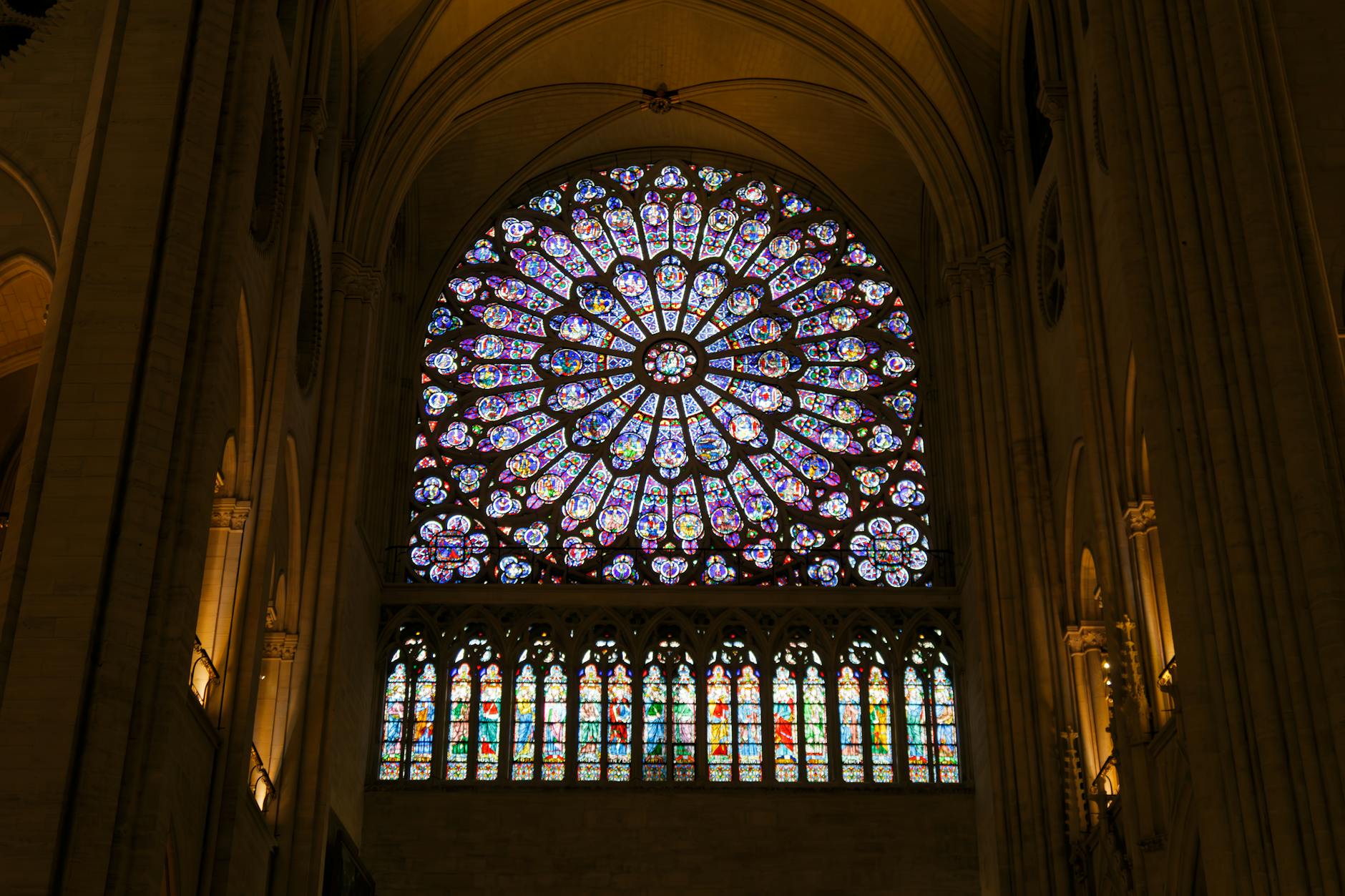 Notre-Dame rose window intricate detail Paris