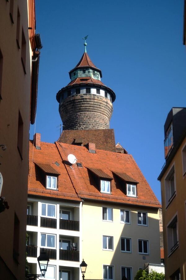 Nuremberg Castle tower under clear blue sky