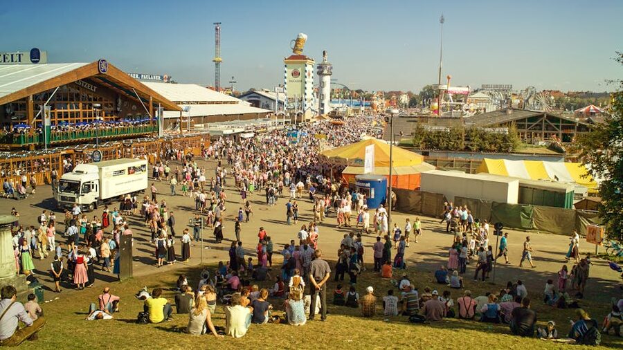 Lively crowd at Oktoberfest Munich