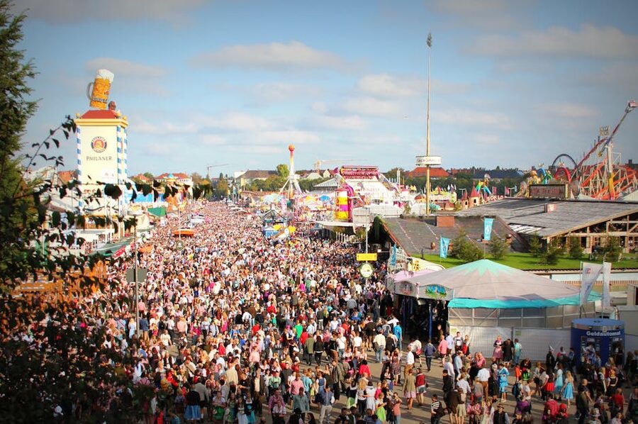 Lively crowd at Oktoberfest Munich