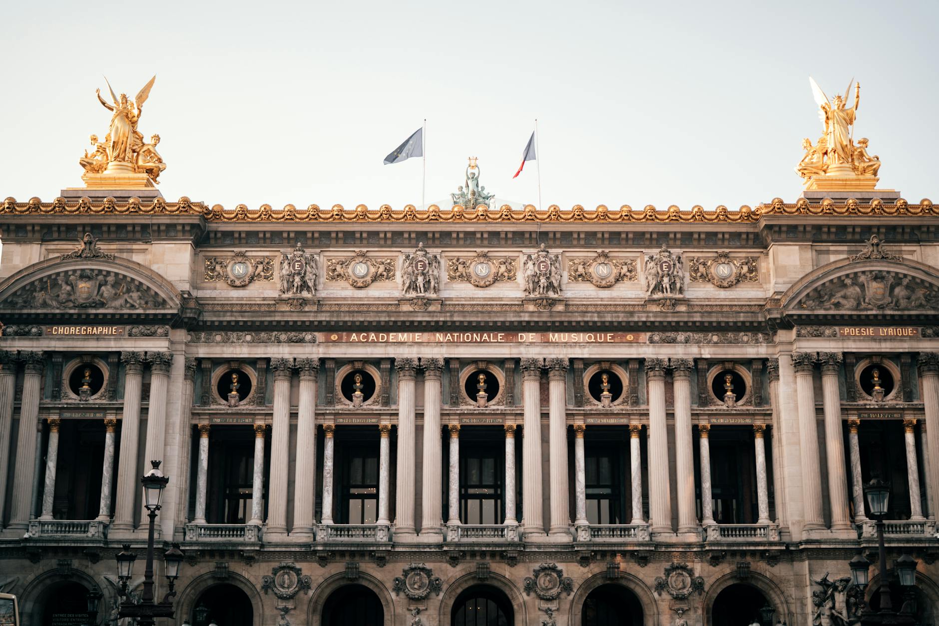 Elegant facade of Palais Garnier Opera House in Paris