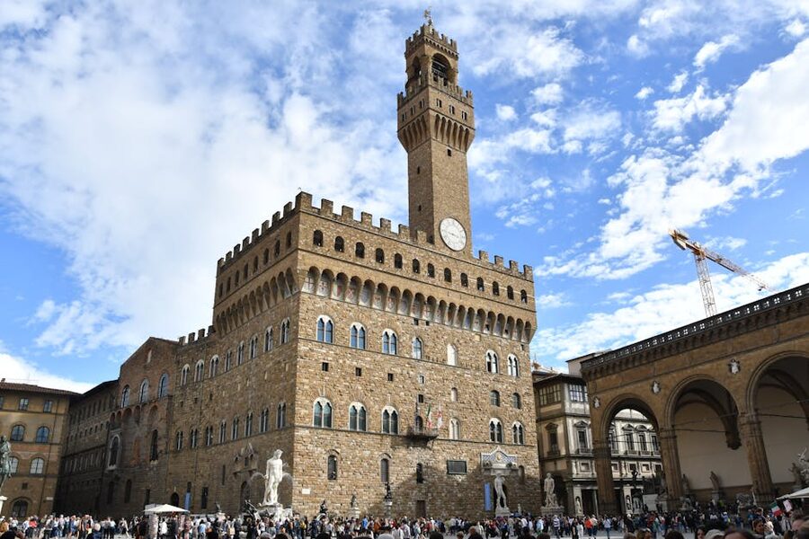 Palazzo Vecchio Florence under blue sky