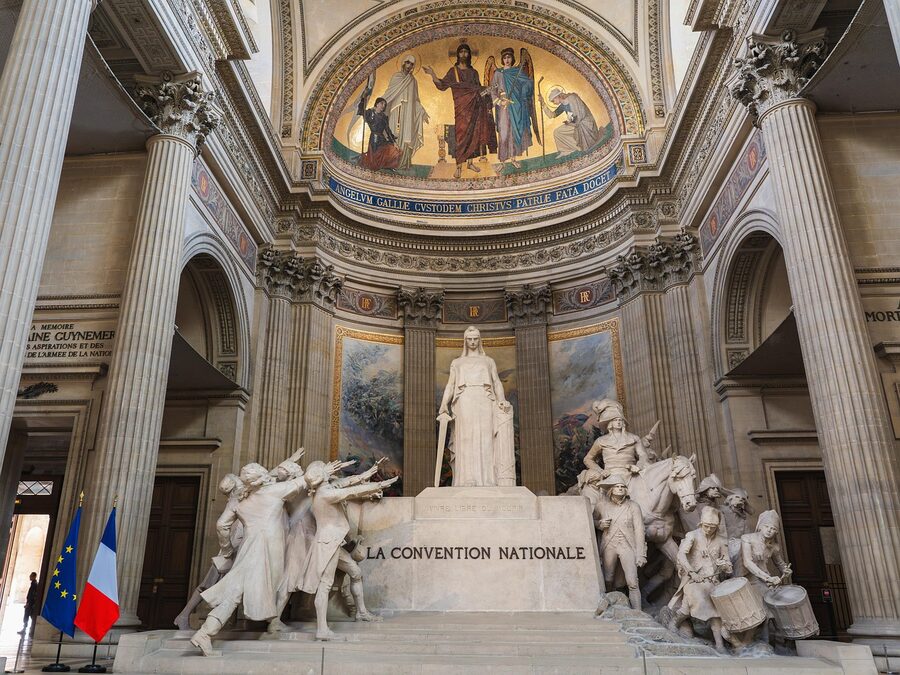 Statues and sculptures inside the Pantheon Paris