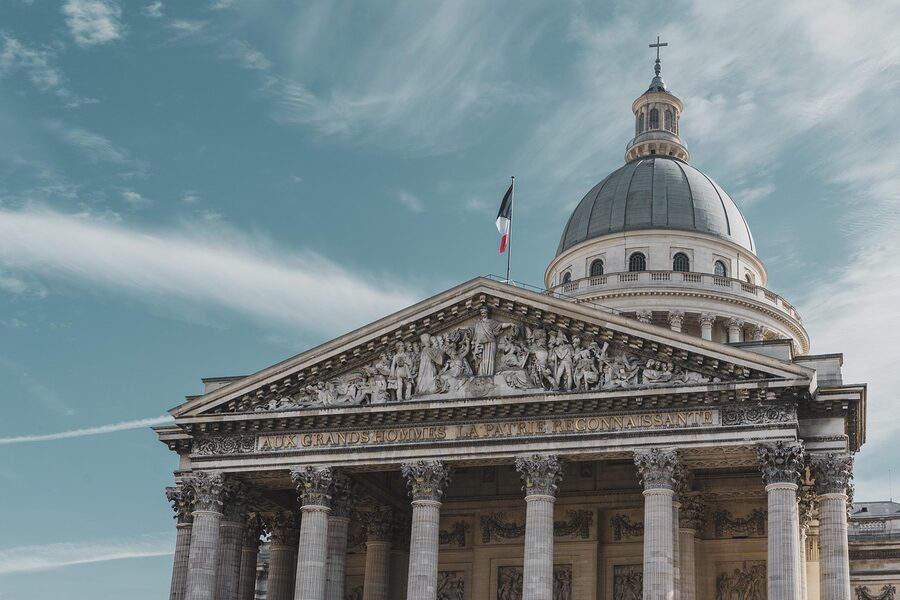 Pantheon building facade and landmark in Paris