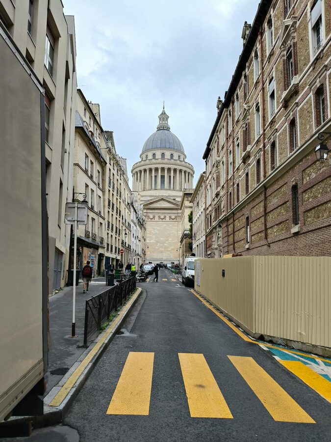 Historic Parisian street leading to the Pantheon in France