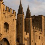 The Papal Palace with Gothic architecture in Avignon France