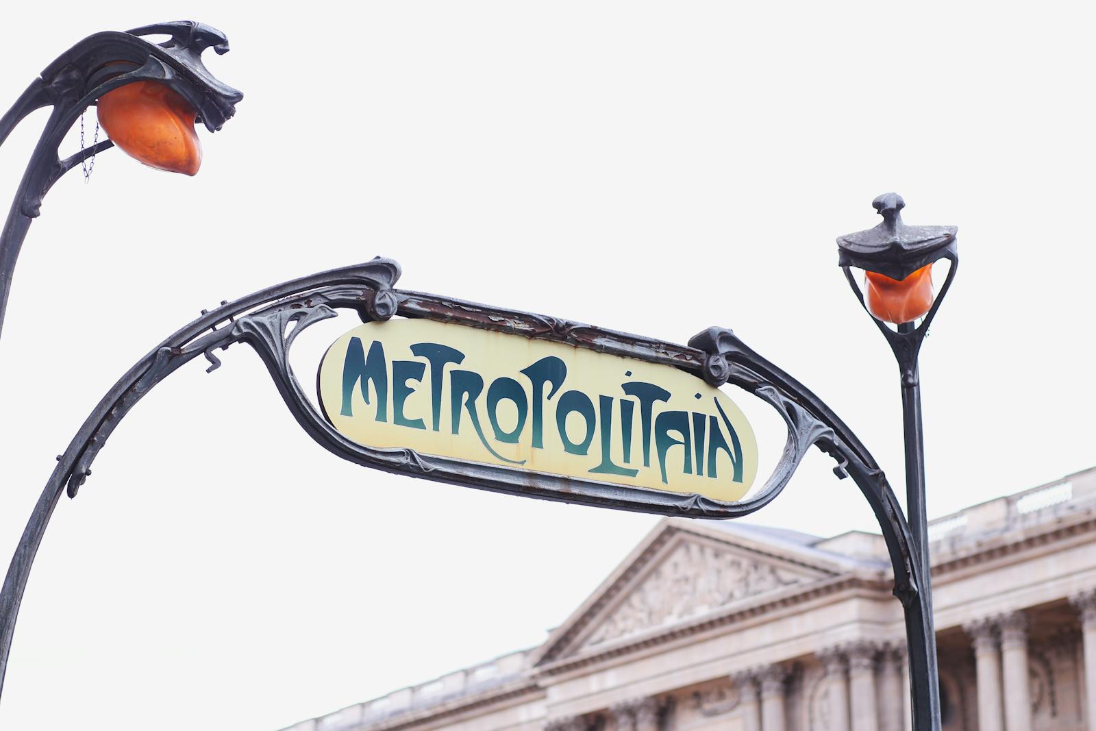 Art Nouveau Metropolitain sign at a Paris Metro station entrance