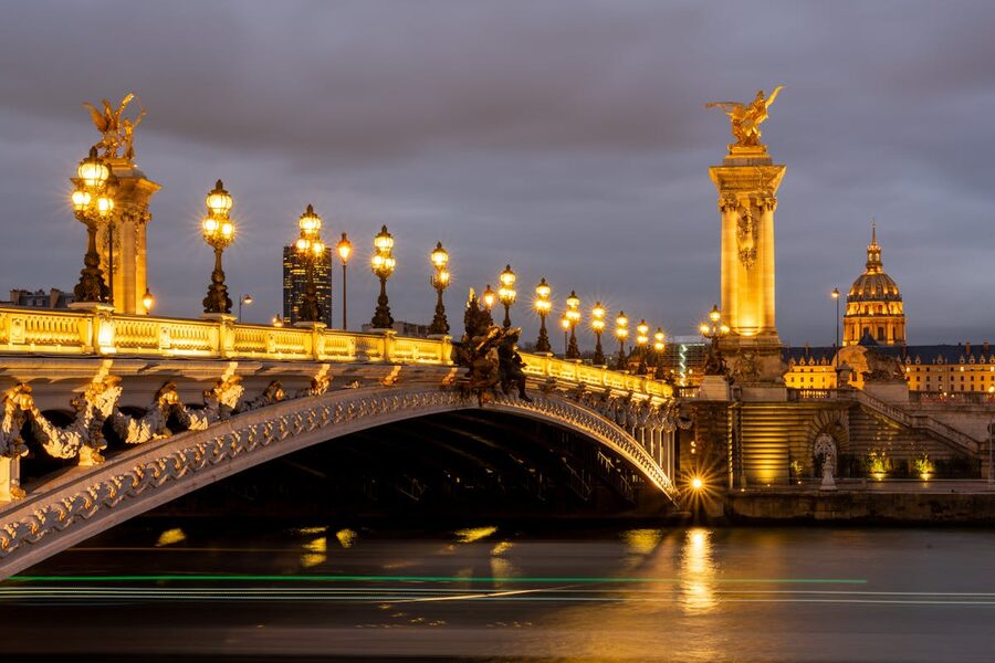 Pont Alexandre III bridge ornate details in Paris
