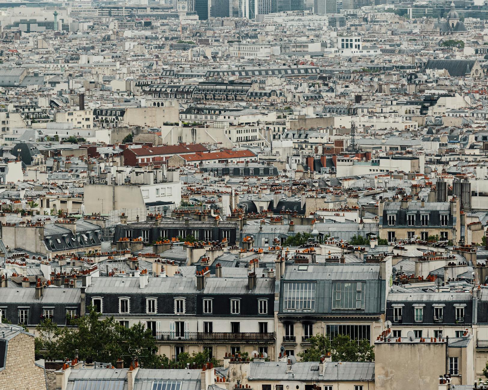 Aerial view of Paris rooftops