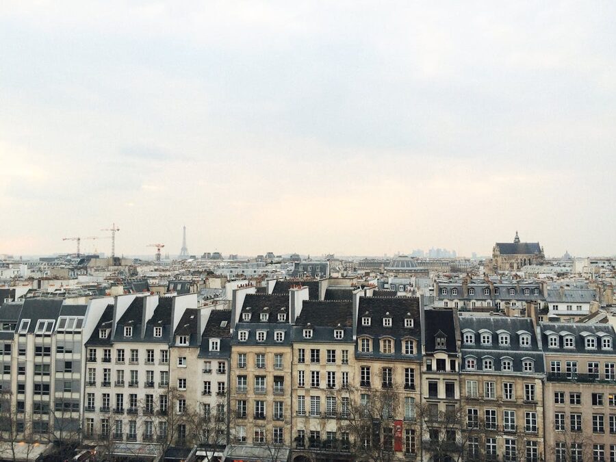 Paris skyline rooftop view