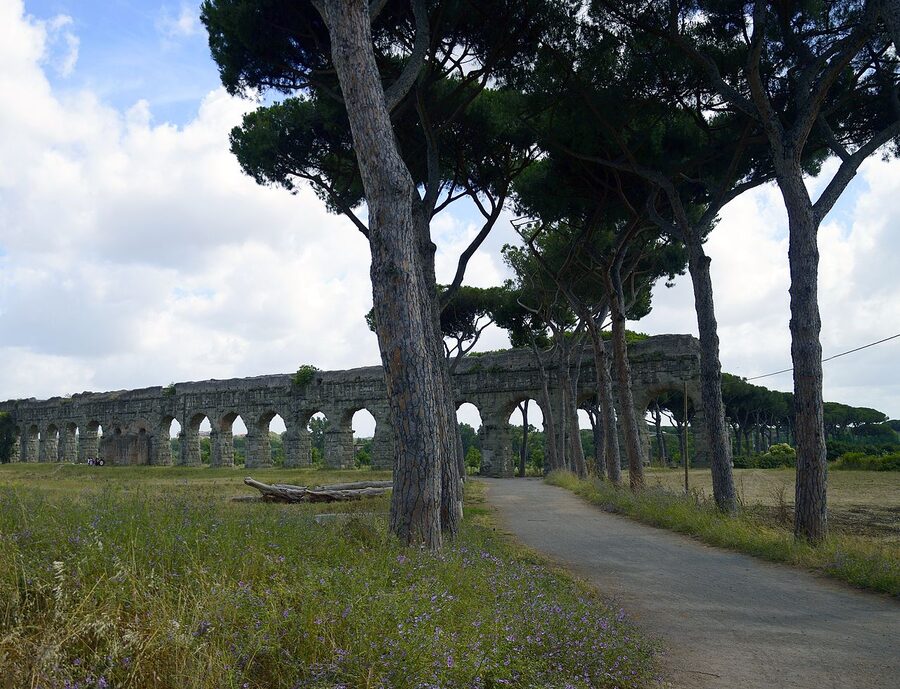 Park of the aqueducts Rome spring trees