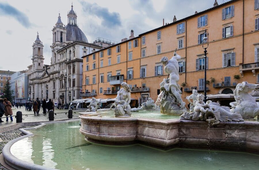 Piazza Navona Neptune Fountain Rome