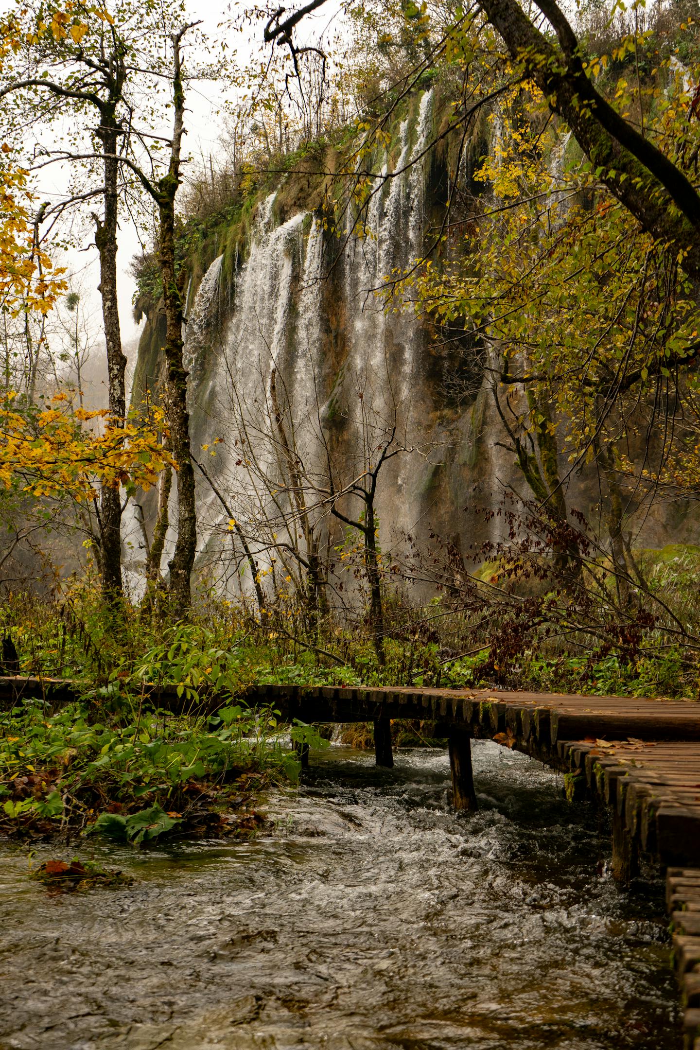Captivating autumn scene of a waterfall at Plitvice Lakes National Park