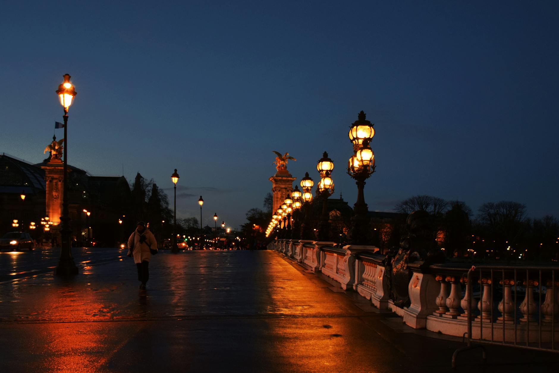 Pont Alexandre III illuminated at night a famous Paris bridge over the Seine