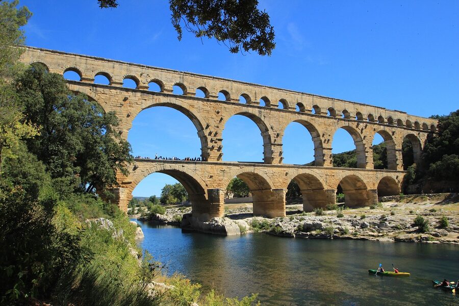 Pont du Gard in Provence showing Roman architecture