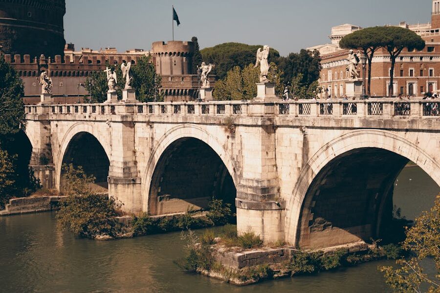 Ponte Sant Angelo bridge with Castel Sant Angelo