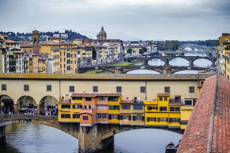 Ponte Vecchio aerial view Florence