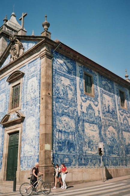 Azulejo-covered church facade in Porto