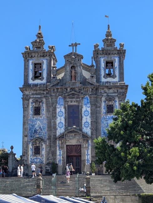 Detailed blue azulejo tile pattern in Porto
