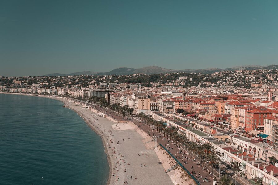 Promenade des Anglais in Nice along the Mediterranean