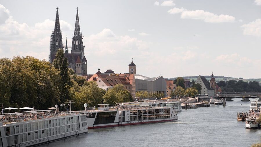 Regensburg cityscape with St. Peter Cathedral