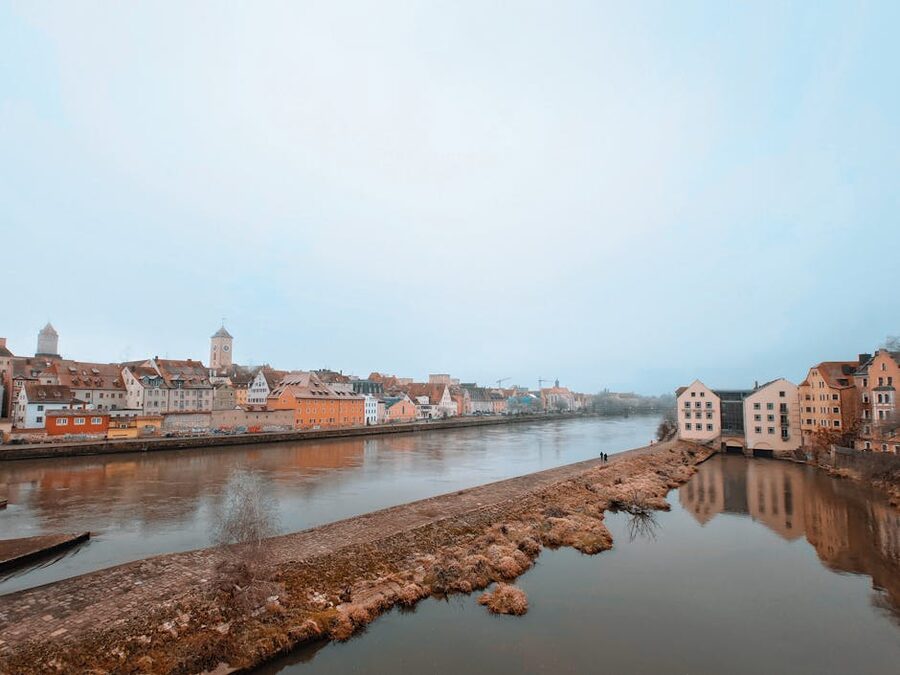 Regensburg historic Old Town along the Danube