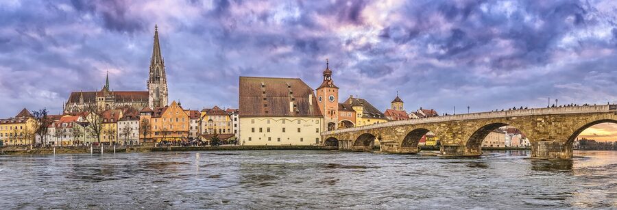 Regensburg Stone Bridge with Cathedral