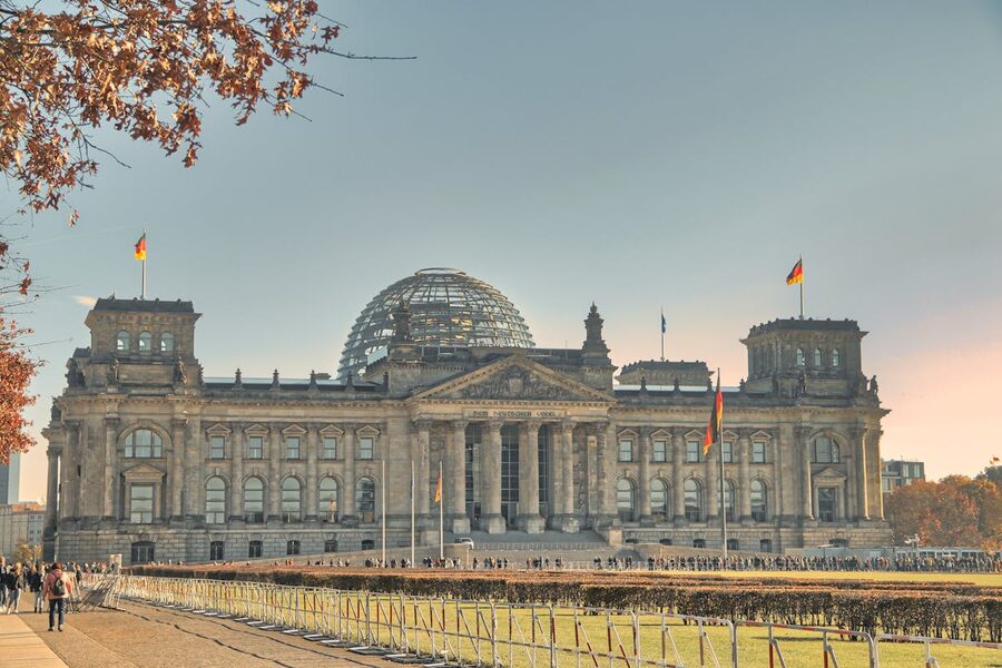 Berlin Reichstag dome and government district
