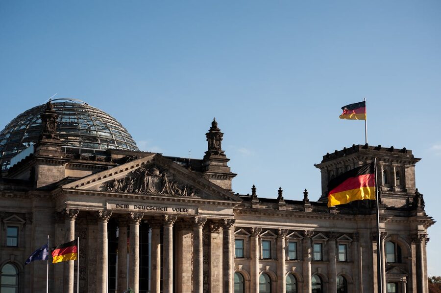 Berlin Reichstag dome and government district