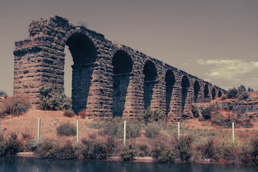 Roman aqueduct stone arches