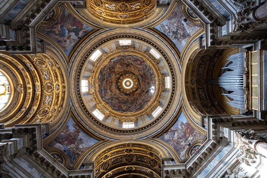 Roman church baroque dome interior