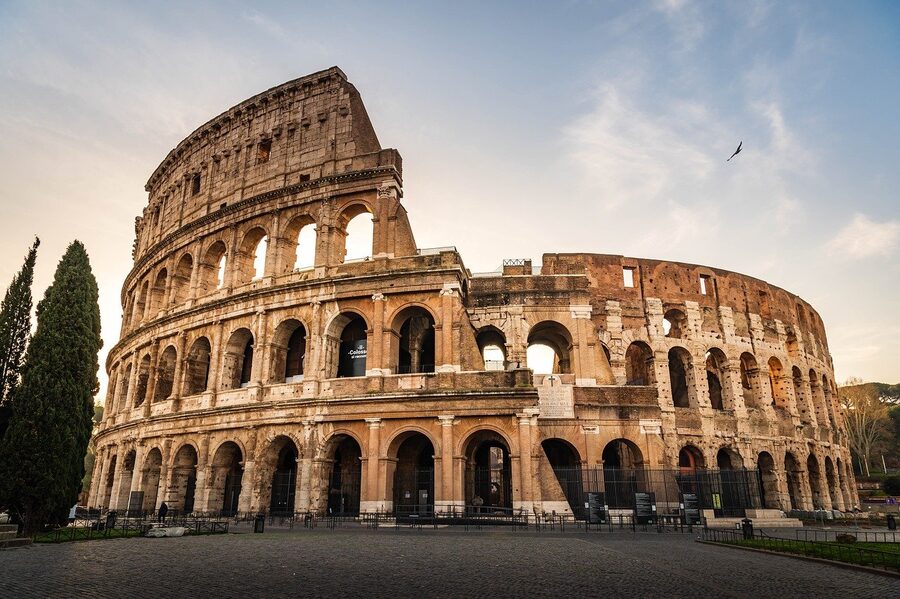 Rome Colosseum at sunset ancient architecture