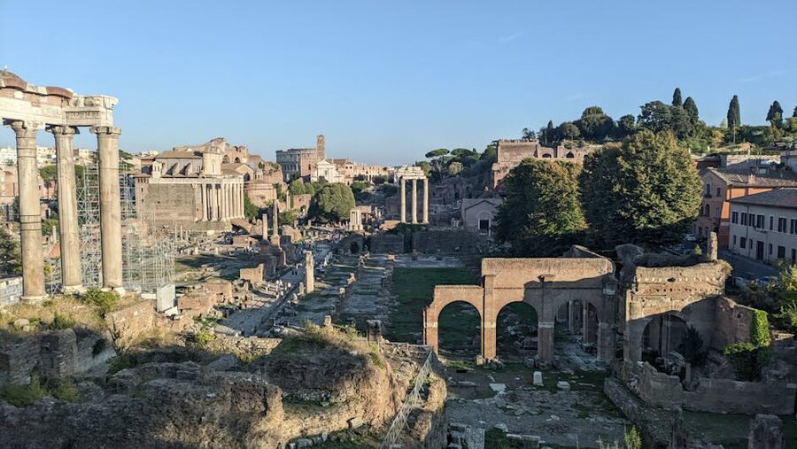 Roman Forum at sunset Rome ruins