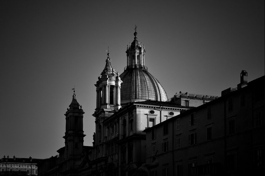Rome piazza with Italian architecture