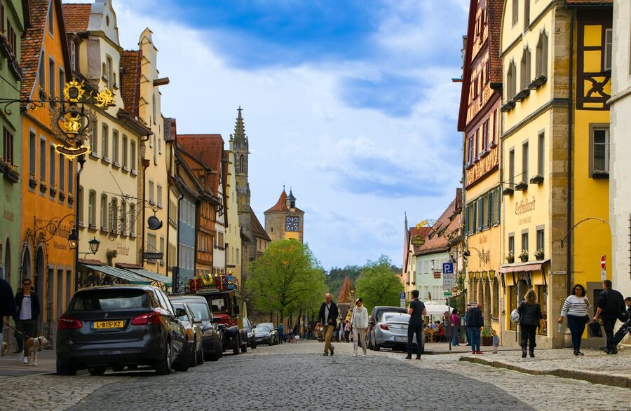 Autumn street scene in Rothenburg ob der Tauber