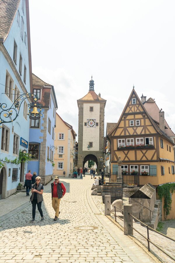 Cobblestone alley in Rothenburg ob der Tauber